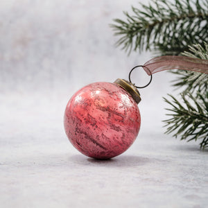 2" Peach Antique Foil Bauble