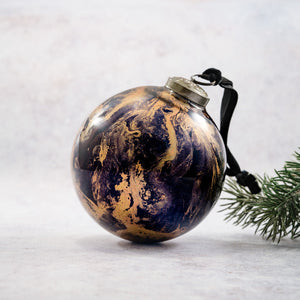 4" Black Marble Bauble