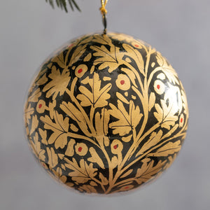 3" Black & Gold Leaf Bauble