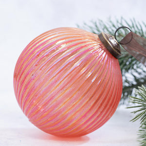 4" Peach Rainbow Ribbed Ball