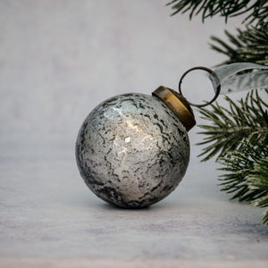 2" Medium Slate Antique Foil Bauble