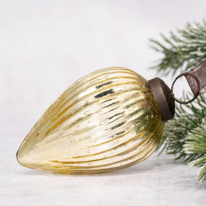 3" Large Gold Ribbed Glass Pinecone