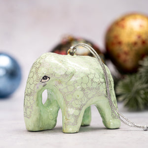 Mint & Silver Pebble Hanging Elephant