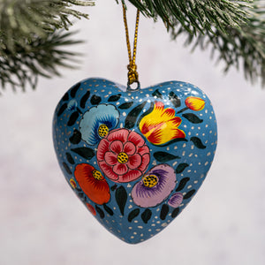 Blue Indian Floral Hanging Heart