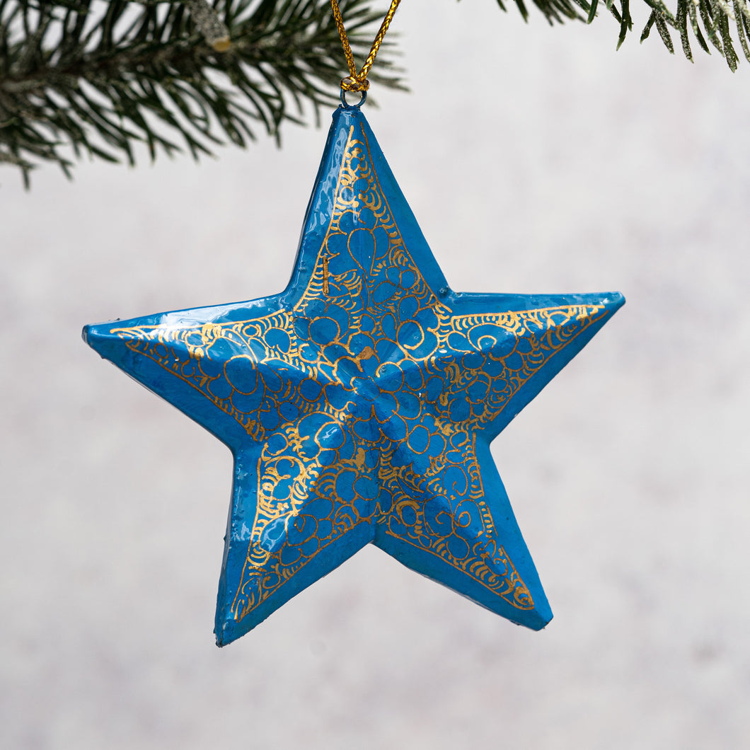 Azure Blue Pebble 3D Hanging Star