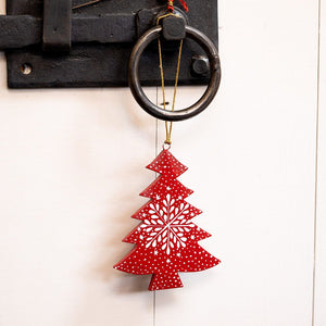 Red Snowflake Hanging Christmas Tree